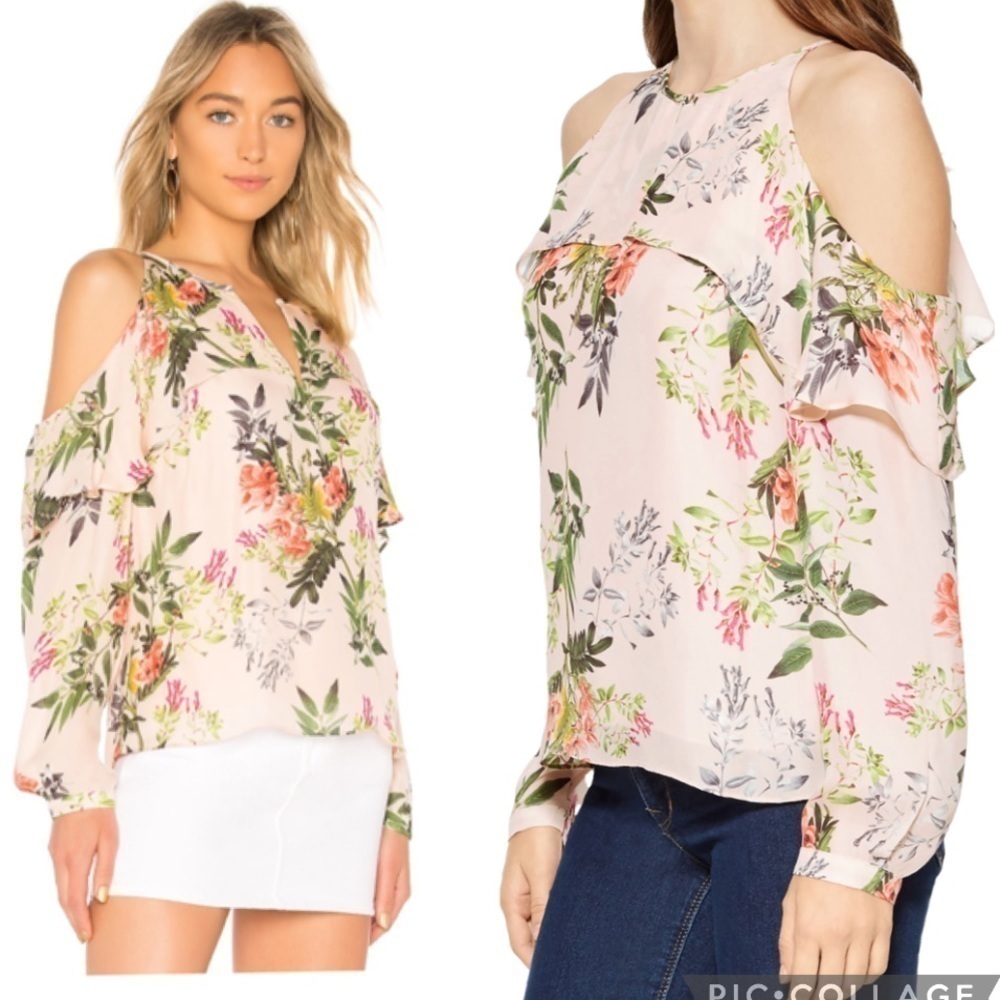 Parker Suzette Cold Shoulder Floral Print Blouse Size L